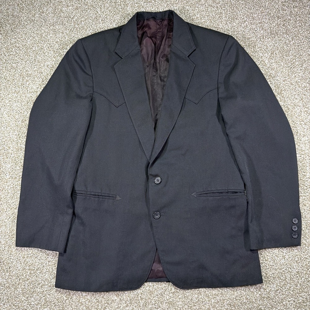 Vintage Circle S Ranch Western Blazer Jacket Black Men's 40R Two Button